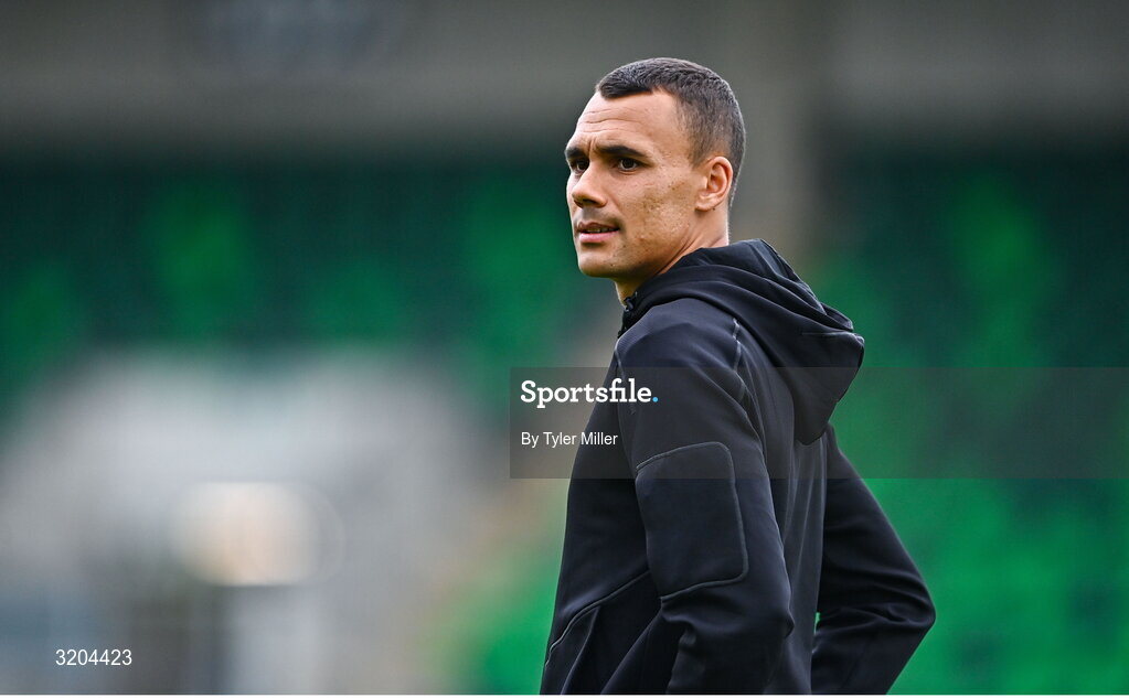 31 July 2025; Graham Burke of Shamrock Rovers before the UEFA Conference League Second Qualifying Round second leg match between Shamrock Rovers and St Joseph's at Tallaght Stadium in Dublin. Photo by Tyler Miller/Sportsfile