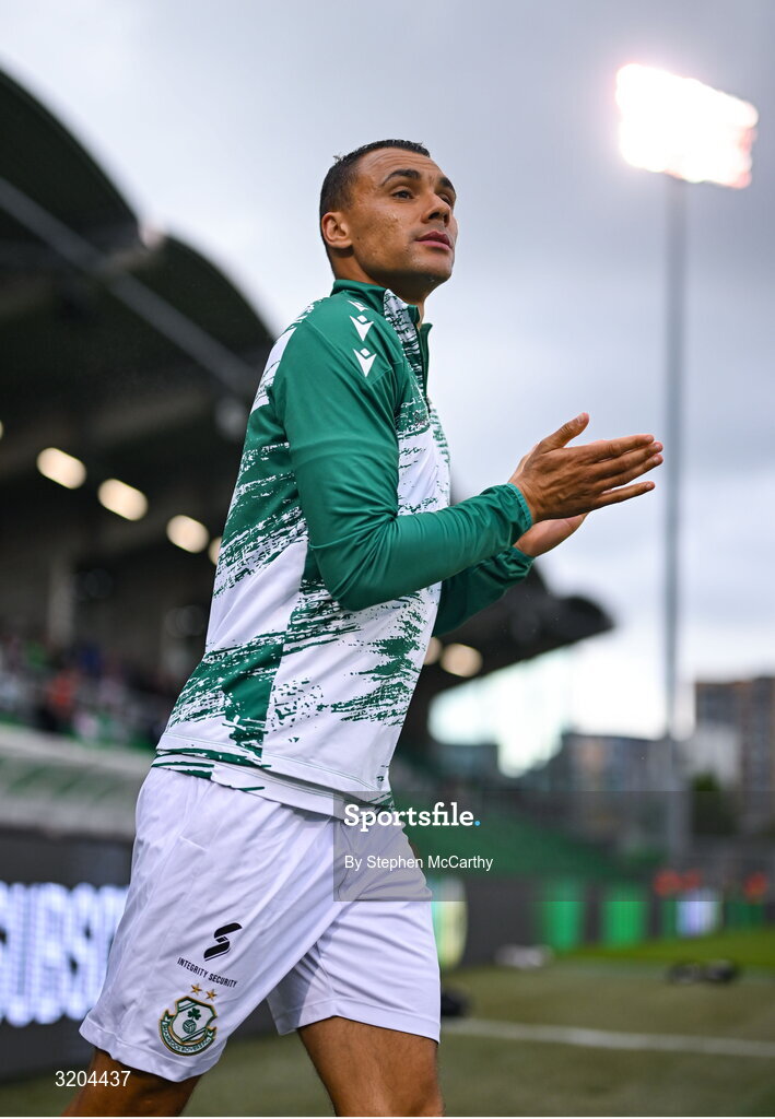 31 July 2025; Graham Burke of Shamrock Rovers before the UEFA Conference League Second Qualifying Round second leg match between Shamrock Rovers and St Joseph's at Tallaght Stadium in Dublin. Photo by Stephen McCarthy/Sportsfile