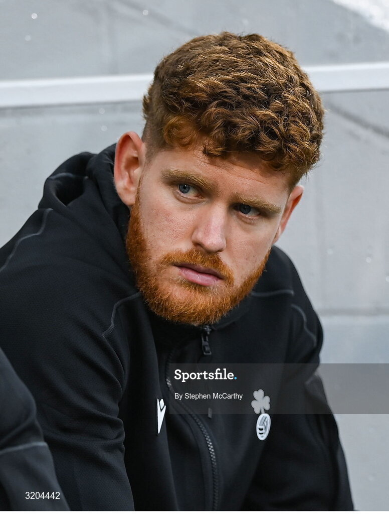 31 July 2025; Connor Malley of Shamrock Rovers before the UEFA Conference League Second Qualifying Round second leg match between Shamrock Rovers and St Joseph's at Tallaght Stadium in Dublin. Photo by Stephen McCarthy/Sportsfile