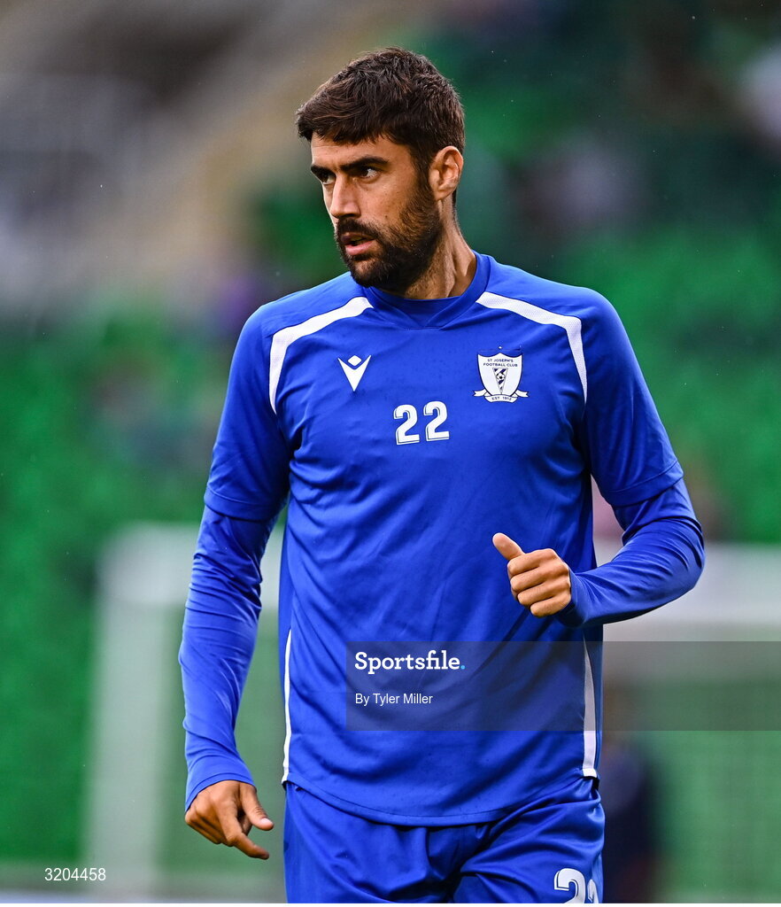 31 July 2025; Juanma of St Joseph's before the UEFA Conference League Second Qualifying Round second leg match between Shamrock Rovers and St Joseph's at Tallaght Stadium in Dublin. Photo by Tyler Miller/Sportsfile