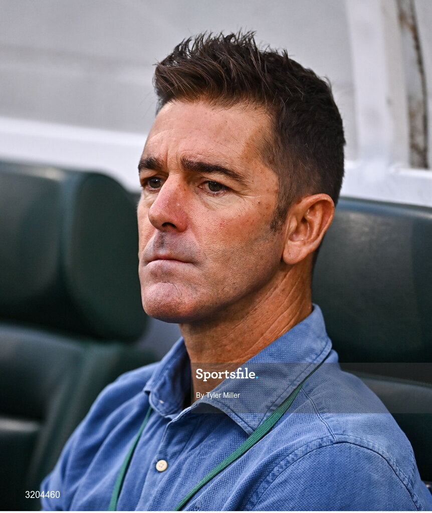 31 July 2025; St Joseph's manager Abraham Paz before the UEFA Conference League Second Qualifying Round second leg match between Shamrock Rovers and St Joseph's at Tallaght Stadium in Dublin. Photo by Tyler Miller/Sportsfile