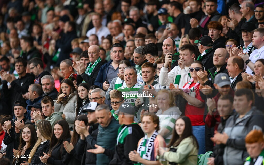 31 July 2025; Shamrock Rovers supporters before the UEFA Conference League Second Qualifying Round second leg match between Shamrock Rovers and St Joseph's at Tallaght Stadium in Dublin. Photo by Stephen McCarthy/Sportsfile