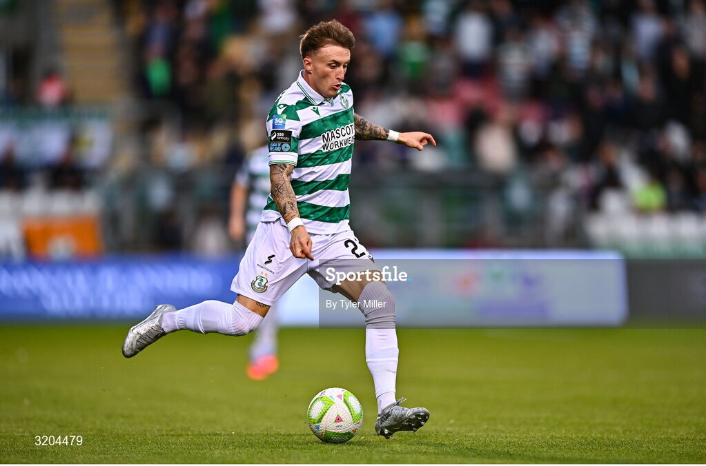 31 July 2025; Danny Grant of Shamrock Rovers during the UEFA Conference League Second Qualifying Round second leg match between Shamrock Rovers and St Joseph's at Tallaght Stadium in Dublin. Photo by Tyler Miller/Sportsfile