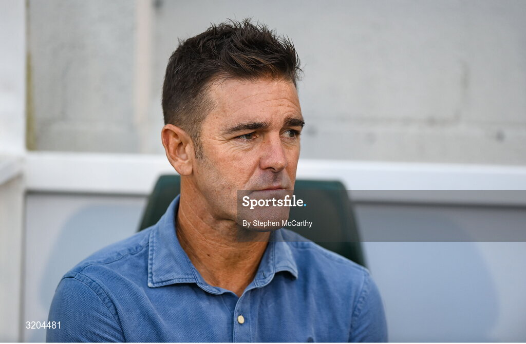 31 July 2025; St Joseph's manager Abraham Paz during the UEFA Conference League Second Qualifying Round second leg match between Shamrock Rovers and St Joseph's at Tallaght Stadium in Dublin. Photo by Stephen McCarthy/Sportsfile
