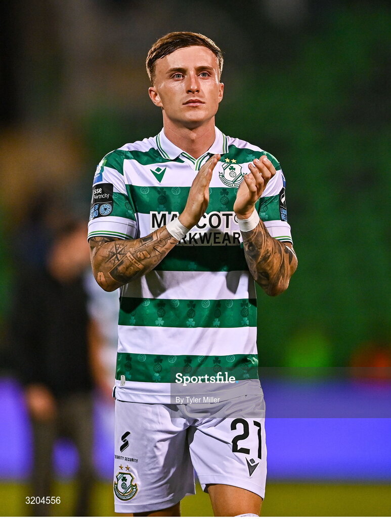 31 July 2025; Danny Grant of Shamrock Rovers after the UEFA Conference League Second Qualifying Round second leg match between Shamrock Rovers and St Joseph's at Tallaght Stadium in Dublin. Photo by Tyler Miller/Sportsfile