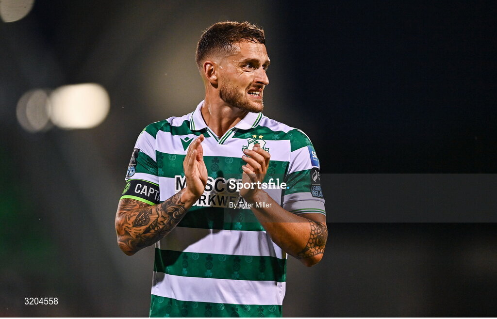 31 July 2025; Lee Grace of Shamrock Rovers after the UEFA Conference League Second Qualifying Round second leg match between Shamrock Rovers and St Joseph's at Tallaght Stadium in Dublin. Photo by Tyler Miller/Sportsfile