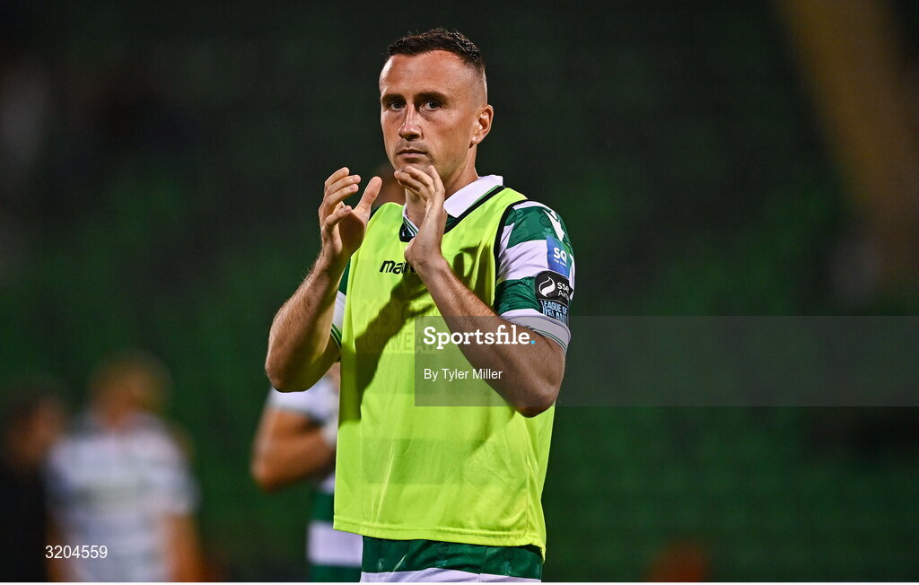 31 July 2025; Aaron McEneff of Shamrock Rovers after the UEFA Conference League Second Qualifying Round second leg match between Shamrock Rovers and St Joseph's at Tallaght Stadium in Dublin. Photo by Tyler Miller/Sportsfile