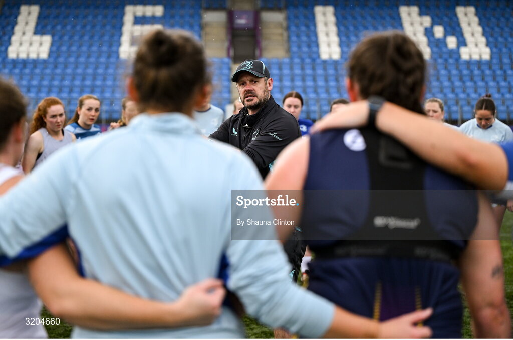 31 July 2025; Head coach Ben Martin during a Leinster Rugby women's squad training session at Energia Park in Dublin. Photo by Shauna Clinton/Sportsfile