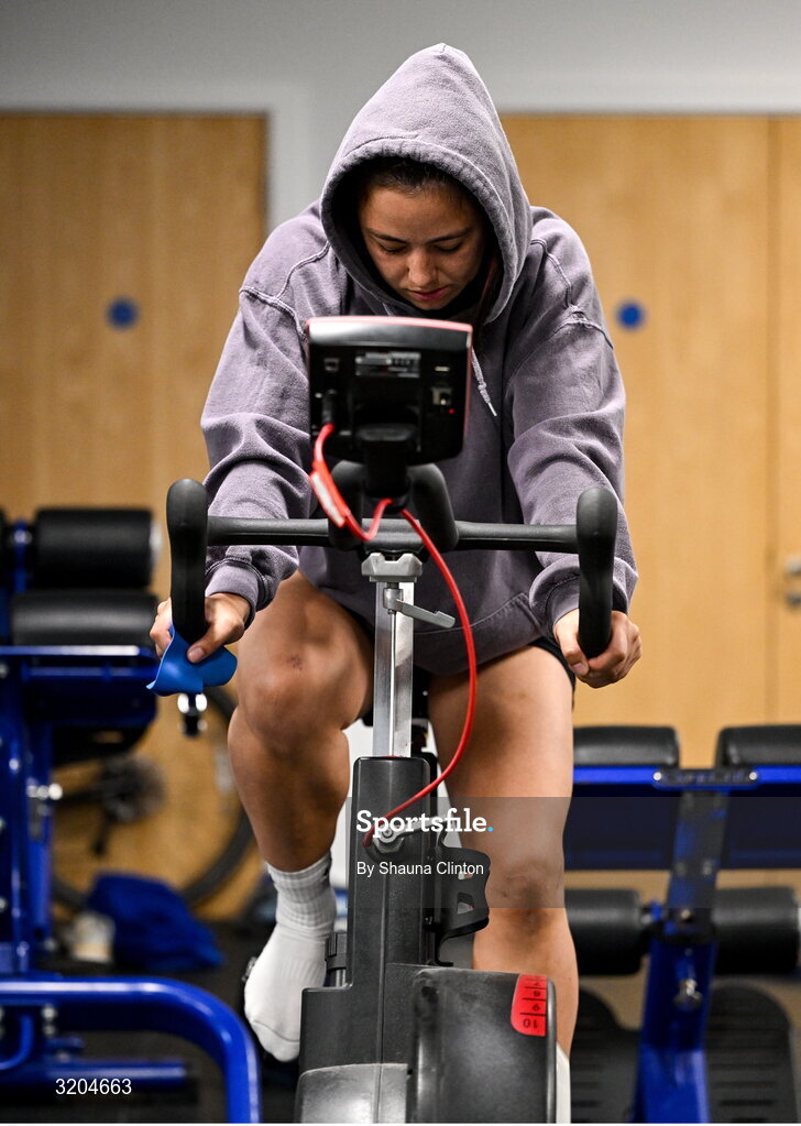 31 July 2025; Natasja Behan during a Leinster Rugby women's squad training session at Energia Park in Dublin. Photo by Shauna Clinton/Sportsfile