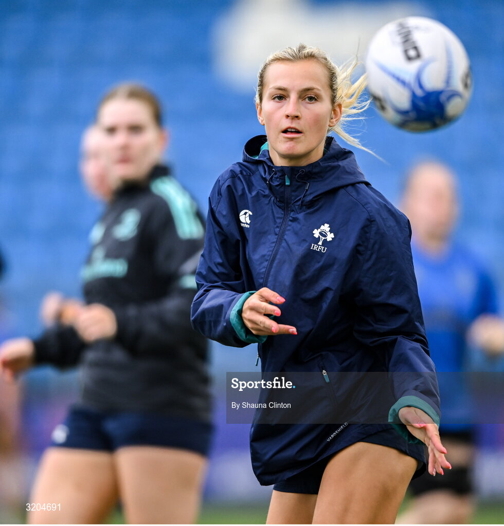 31 July 2025; Megan Burns during a Leinster Rugby women's squad training session at Energia Park in Dublin. Photo by Shauna Clinton/Sportsfile