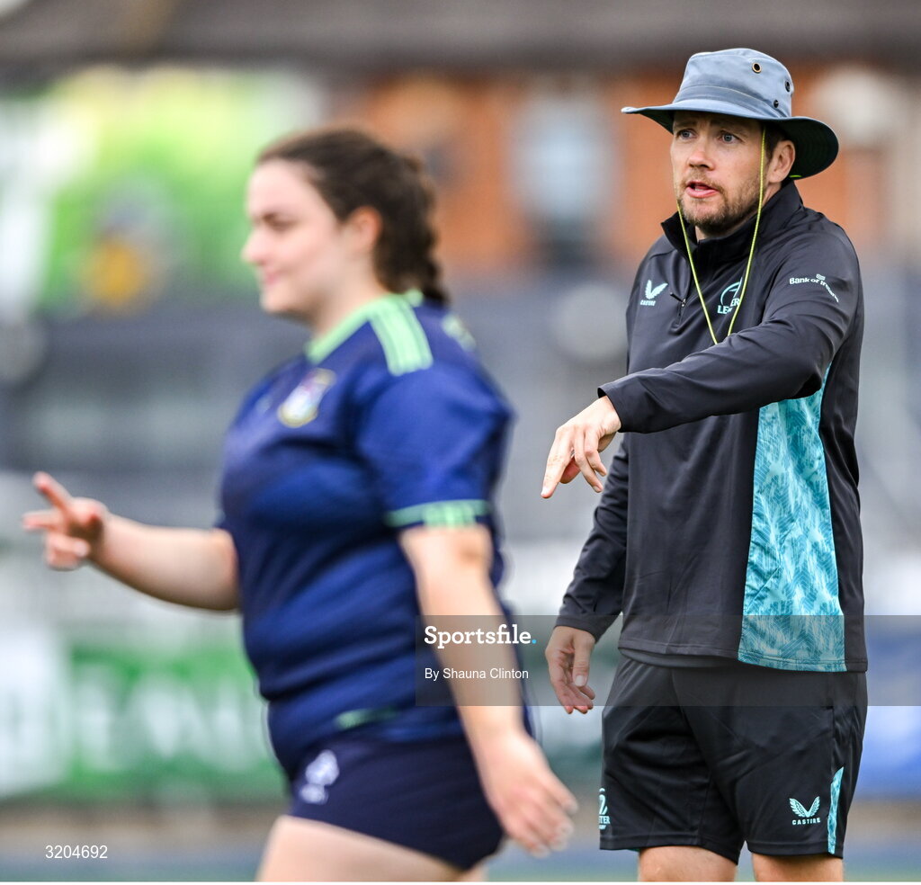 31 July 2025; Forwards coach Charlie Doel during a Leinster Rugby women's squad training session at Energia Park in Dublin. Photo by Shauna Clinton/Sportsfile