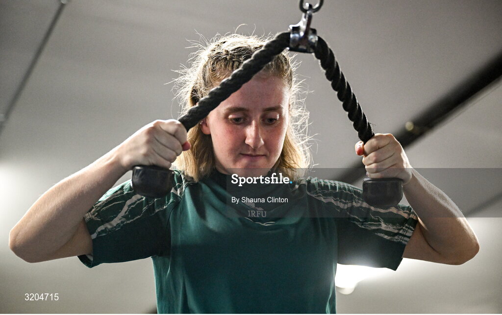 31 July 2025; Aoibhe Kelly during a Leinster Rugby women's squad training session at Energia Park in Dublin. Photo by Shauna Clinton/Sportsfile