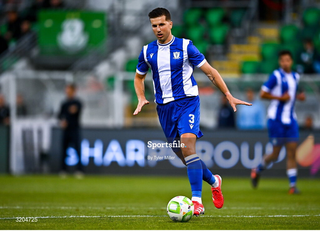 31 July 2025; Jayce Olivero of St Joseph's during the UEFA Conference League Second Qualifying Round second leg match between Shamrock Rovers and St Joseph's at Tallaght Stadium in Dublin. Photo by Tyler Miller/Sportsfile