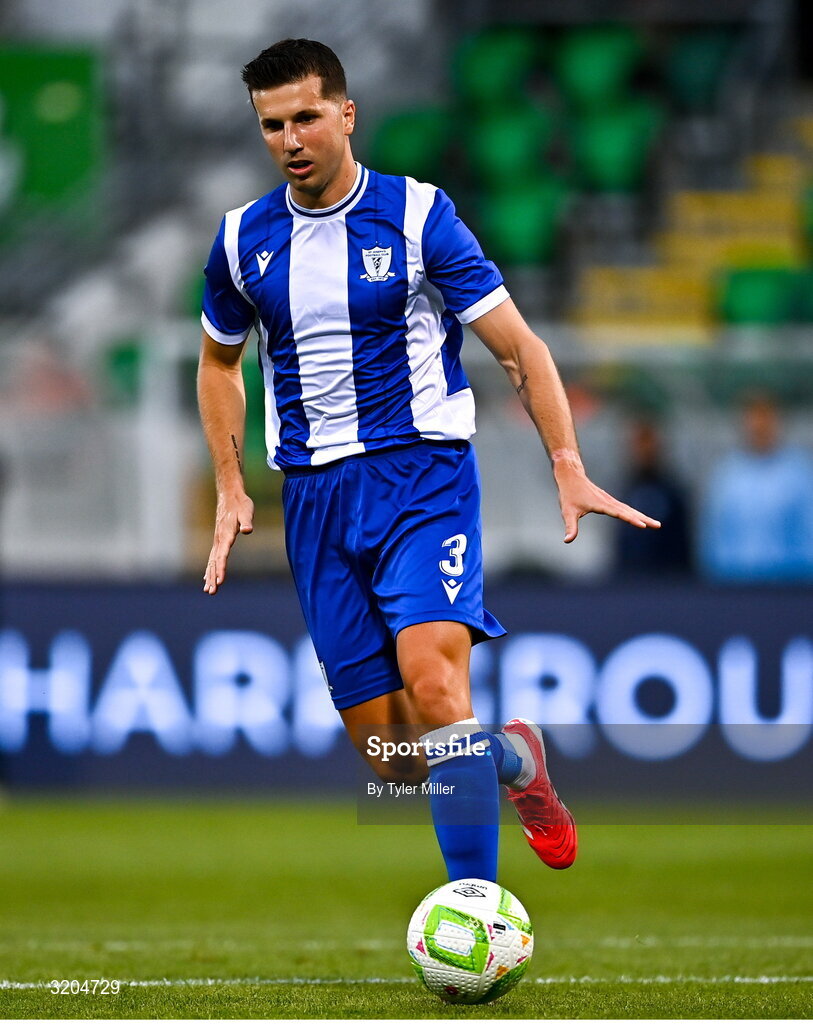31 July 2025; Jayce Olivero of St Joseph's during the UEFA Conference League Second Qualifying Round second leg match between Shamrock Rovers and St Joseph's at Tallaght Stadium in Dublin. Photo by Tyler Miller/Sportsfile
