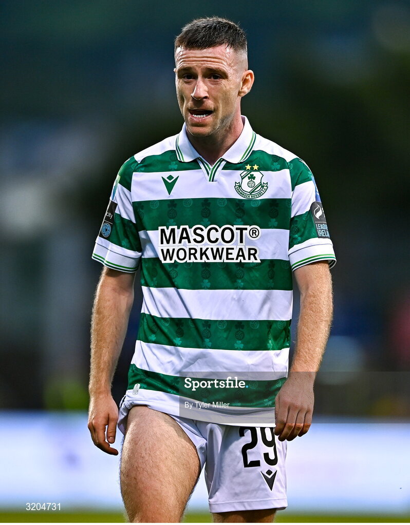 31 July 2025; Jack Byrne of Shamrock Rovers during the UEFA Conference League Second Qualifying Round second leg match between Shamrock Rovers and St Joseph's at Tallaght Stadium in Dublin. Photo by Tyler Miller/Sportsfile