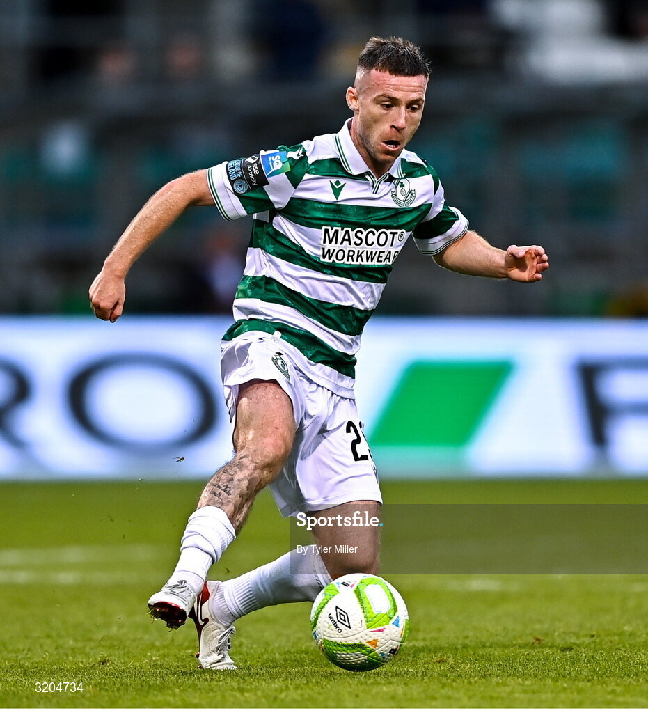31 July 2025; Jack Byrne of Shamrock Rovers during the UEFA Conference League Second Qualifying Round second leg match between Shamrock Rovers and St Joseph's at Tallaght Stadium in Dublin. Photo by Tyler Miller/Sportsfile