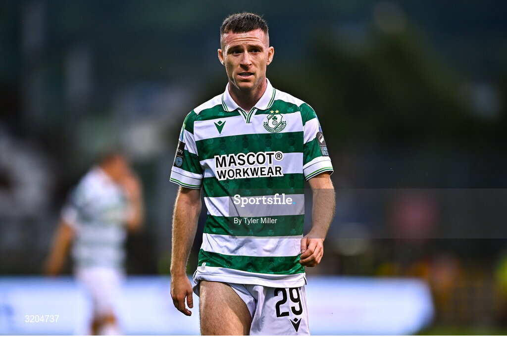 31 July 2025; Jack Byrne of Shamrock Rovers during the UEFA Conference League Second Qualifying Round second leg match between Shamrock Rovers and St Joseph's at Tallaght Stadium in Dublin. Photo by Tyler Miller/Sportsfile
