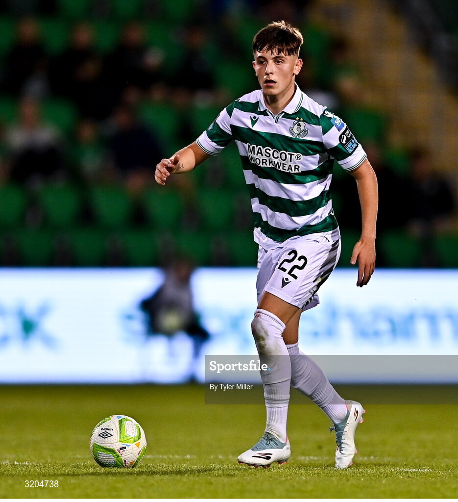 31 July 2025; Cian Barrett of Shamrock Rovers during the UEFA Conference League Second Qualifying Round second leg match between Shamrock Rovers and St Joseph's at Tallaght Stadium in Dublin. Photo by Tyler Miller/Sportsfile