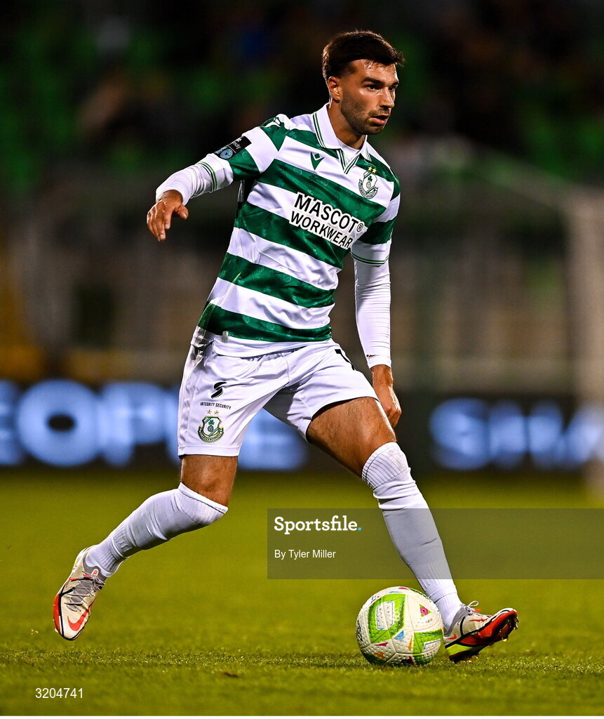 31 July 2025; Danny Mandroiu of Shamrock Rovers during the UEFA Conference League Second Qualifying Round second leg match between Shamrock Rovers and St Joseph's at Tallaght Stadium in Dublin. Photo by Tyler Miller/Sportsfile
