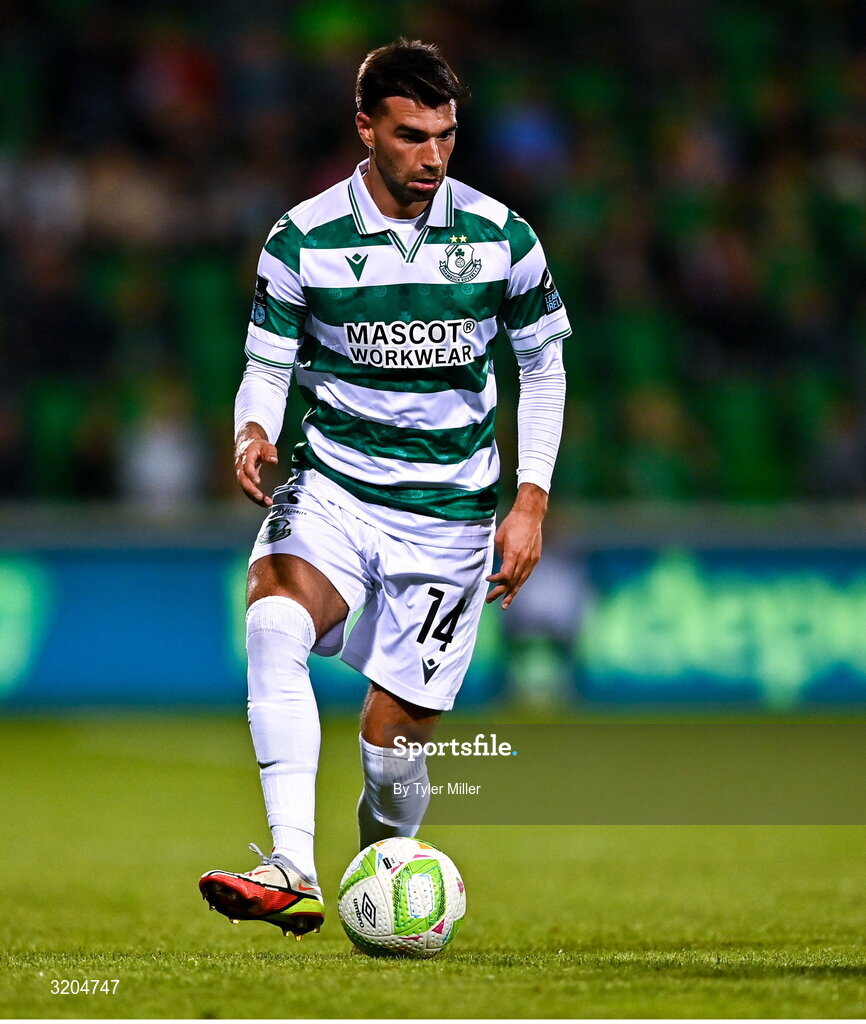 31 July 2025; Danny Mandroiu of Shamrock Rovers during the UEFA Conference League Second Qualifying Round second leg match between Shamrock Rovers and St Joseph's at Tallaght Stadium in Dublin. Photo by Tyler Miller/Sportsfile