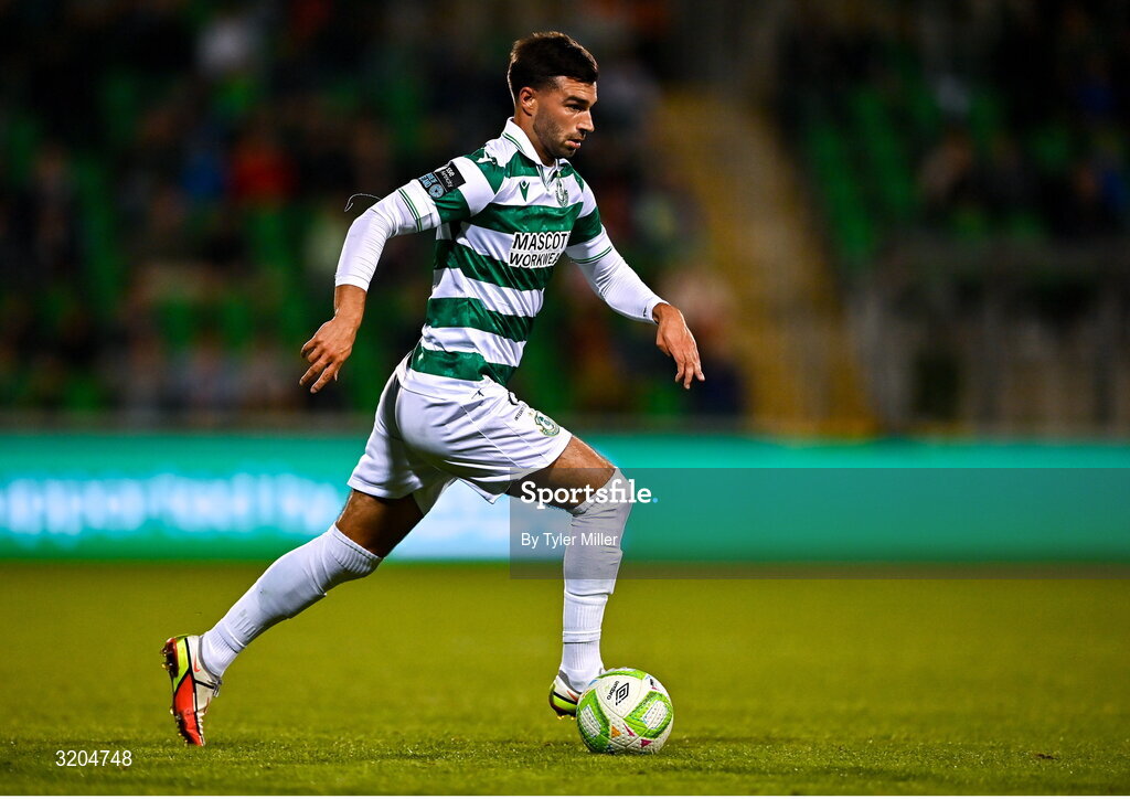 31 July 2025; Danny Mandroiu of Shamrock Rovers during the UEFA Conference League Second Qualifying Round second leg match between Shamrock Rovers and St Joseph's at Tallaght Stadium in Dublin. Photo by Tyler Miller/Sportsfile