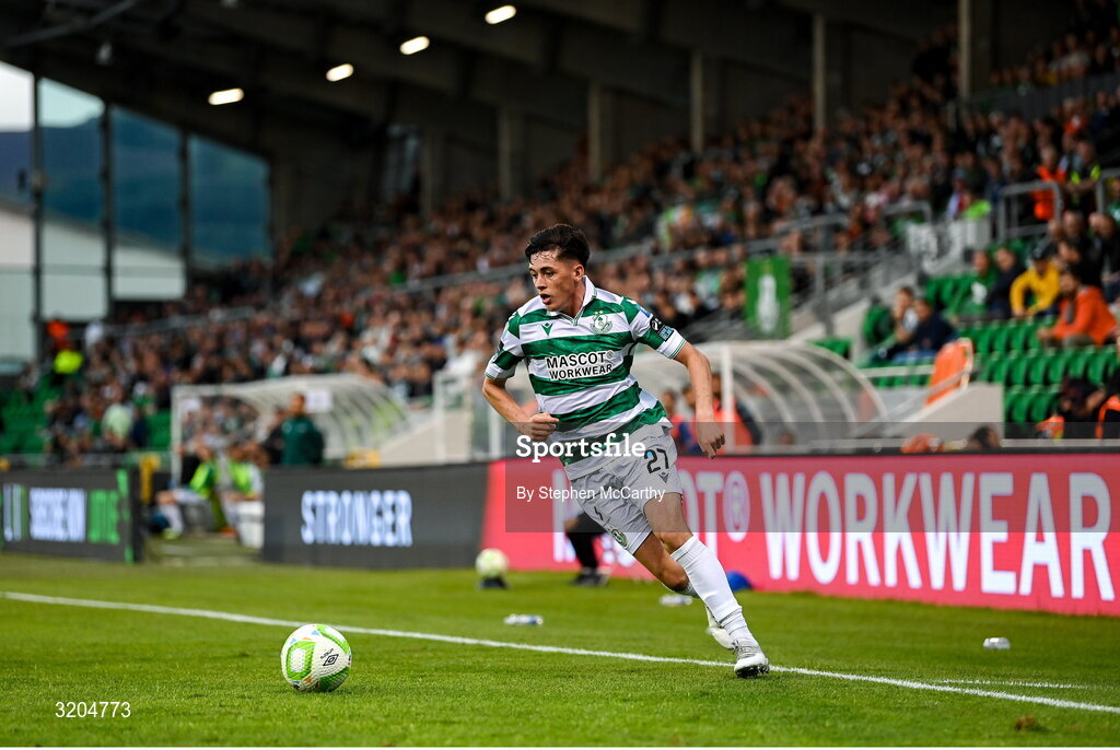 31 July 2025; Cory O'Sullivan of Shamrock Rovers during the UEFA Conference League Second Qualifying Round second leg match between Shamrock Rovers and St Joseph's at Tallaght Stadium in Dublin. Photo by Stephen McCarthy/Sportsfile