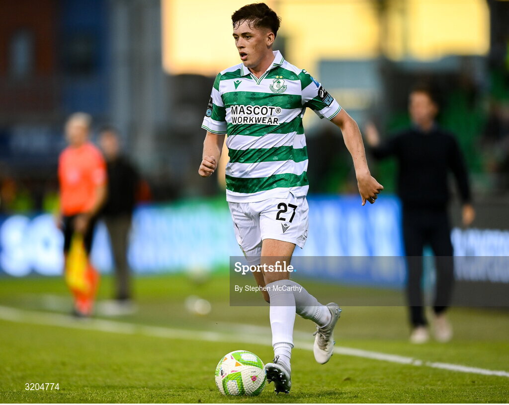 31 July 2025; Cory O'Sullivan of Shamrock Rovers during the UEFA Conference League Second Qualifying Round second leg match between Shamrock Rovers and St Joseph's at Tallaght Stadium in Dublin. Photo by Stephen McCarthy/Sportsfile