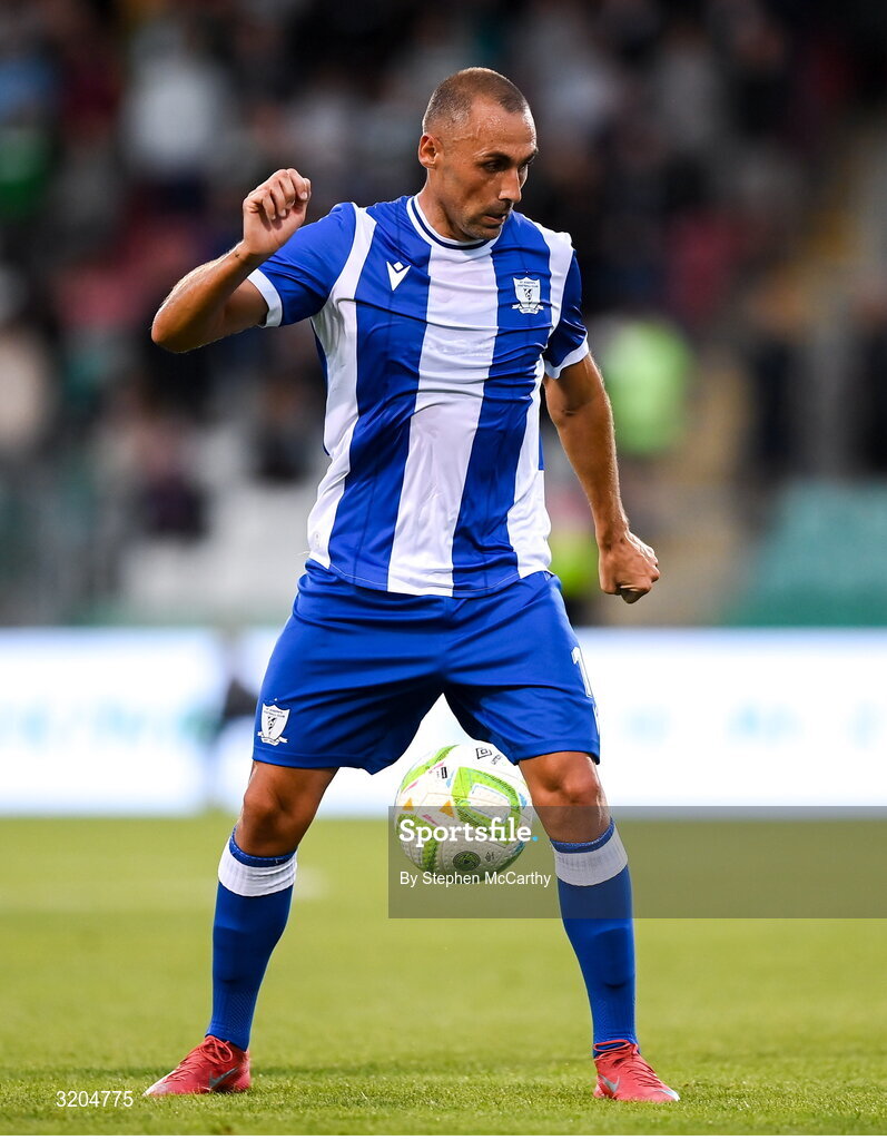 31 July 2025; Juan Pena of St Joseph's during the UEFA Conference League Second Qualifying Round second leg match between Shamrock Rovers and St Joseph's at Tallaght Stadium in Dublin. Photo by Stephen McCarthy/Sportsfile