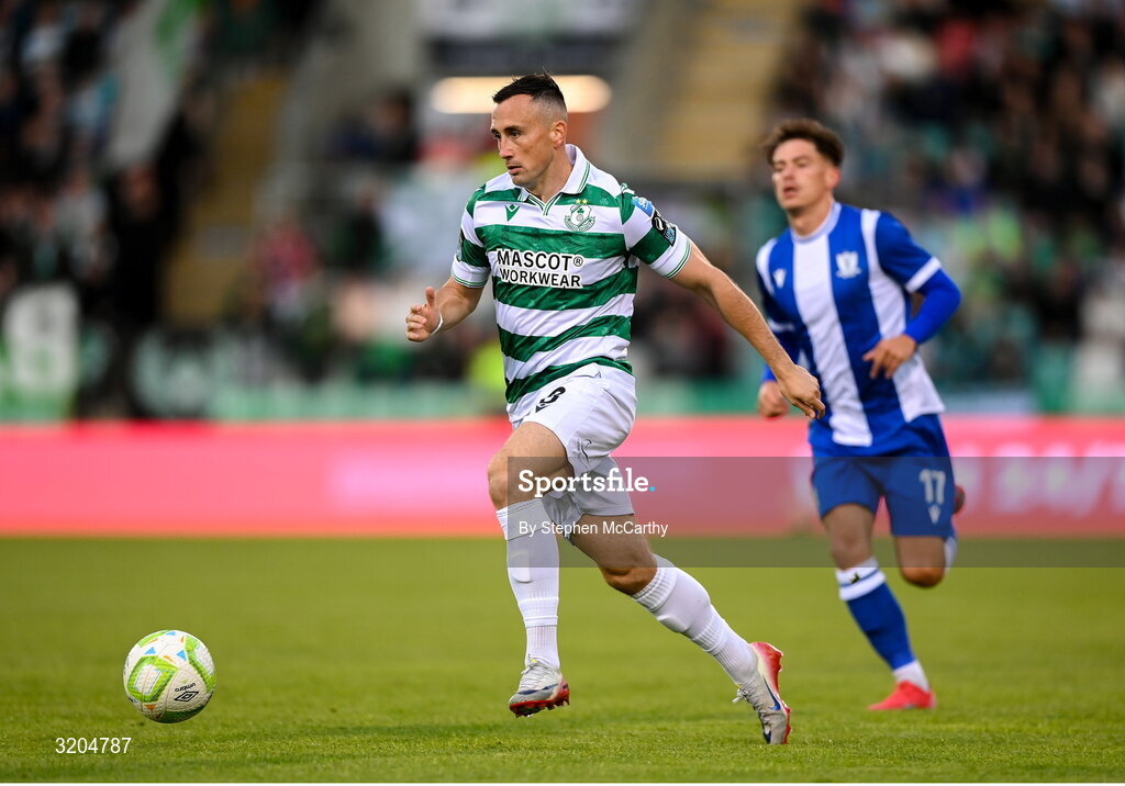 31 July 2025; Aaron McEneff of Shamrock Rovers during the UEFA Conference League Second Qualifying Round second leg match between Shamrock Rovers and St Joseph's at Tallaght Stadium in Dublin. Photo by Stephen McCarthy/Sportsfile