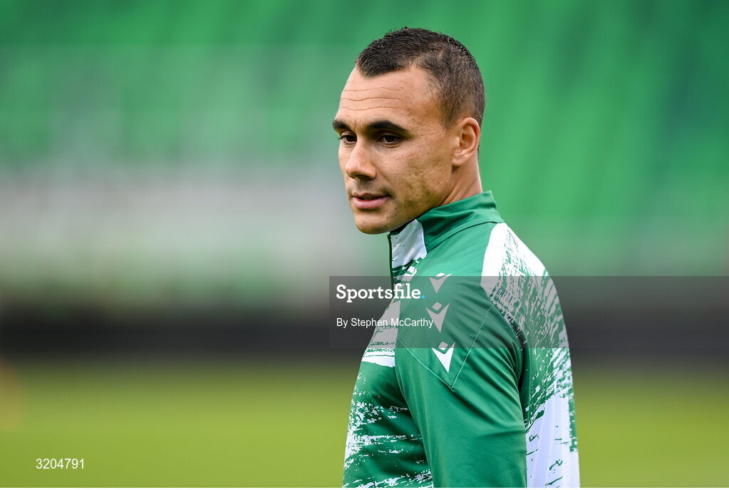 31 July 2025; Graham Burke of Shamrock Rovers before the UEFA Conference League Second Qualifying Round second leg match between Shamrock Rovers and St Joseph's at Tallaght Stadium in Dublin. Photo by Stephen McCarthy/Sportsfile