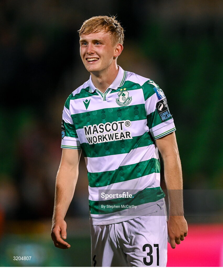 31 July 2025; Michael Noonan of Shamrock Rovers after the UEFA Conference League Second Qualifying Round second leg match between Shamrock Rovers and St Joseph's at Tallaght Stadium in Dublin. Photo by Stephen McCarthy/Sportsfile