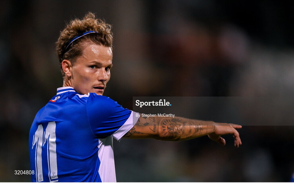 31 July 2025; Leon Volz of St Joseph's during the UEFA Conference League Second Qualifying Round second leg match between Shamrock Rovers and St Joseph's at Tallaght Stadium in Dublin. Photo by Stephen McCarthy/Sportsfile