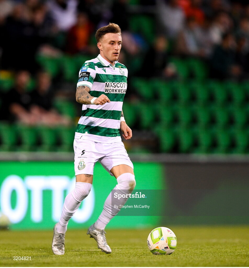 31 July 2025; Danny Grant of Shamrock Rovers during the UEFA Conference League Second Qualifying Round second leg match between Shamrock Rovers and St Joseph's at Tallaght Stadium in Dublin. Photo by Stephen McCarthy/Sportsfile