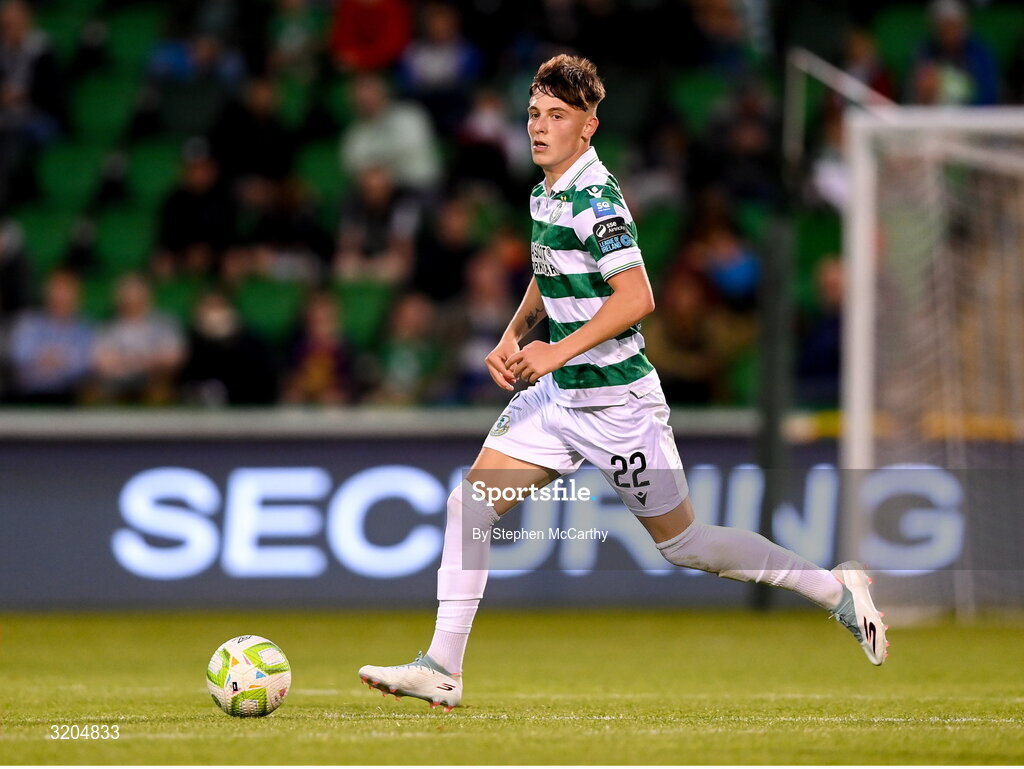 31 July 2025; Cian Barrett of Shamrock Rovers during the UEFA Conference League Second Qualifying Round second leg match between Shamrock Rovers and St Joseph's at Tallaght Stadium in Dublin. Photo by Stephen McCarthy/Sportsfile