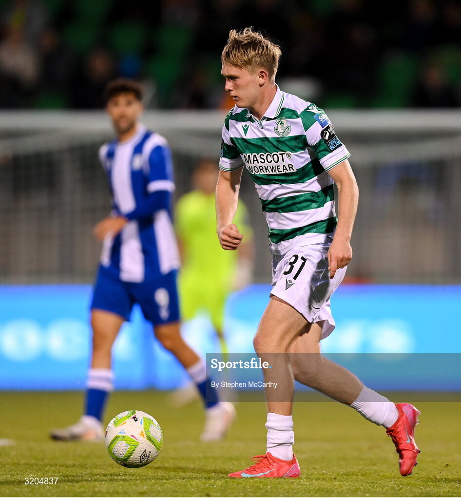 31 July 2025; Michael Noonan of Shamrock Rovers during the UEFA Conference League Second Qualifying Round second leg match between Shamrock Rovers and St Joseph's at Tallaght Stadium in Dublin. Photo by Stephen McCarthy/Sportsfile