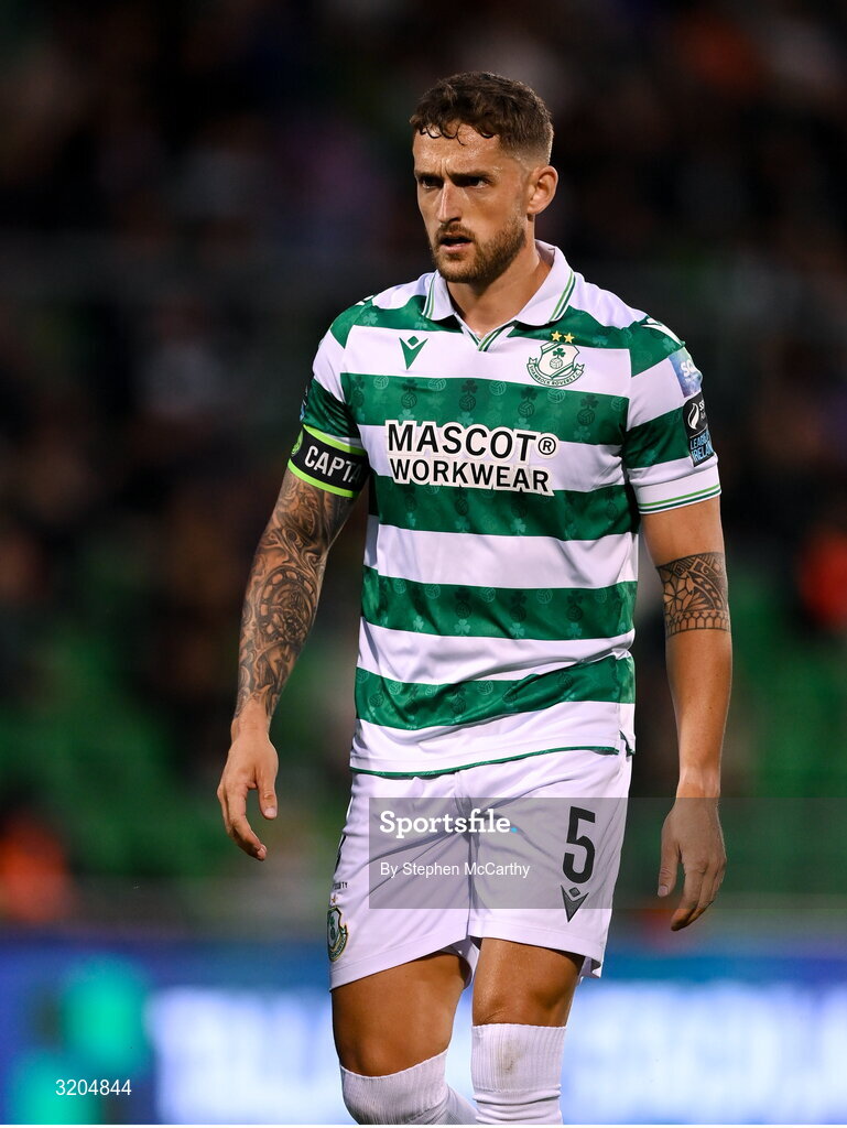31 July 2025; Lee Grace of Shamrock Rovers during the UEFA Conference League Second Qualifying Round second leg match between Shamrock Rovers and St Joseph's at Tallaght Stadium in Dublin. Photo by Stephen McCarthy/Sportsfile