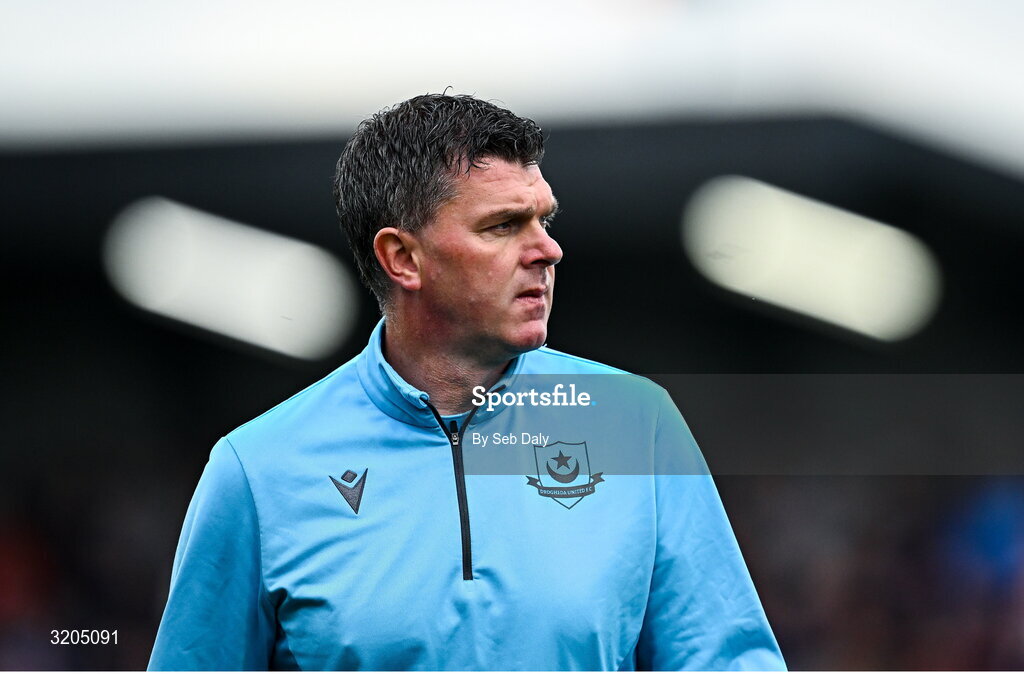 1 August 2025; Drogheda United manager Kevin Doherty before the SSE Airtricity Men's Premier Division match between Bohemians and Drogheda United at Dalymount Park in Dublin. Photo by Seb Daly/Sportsfile