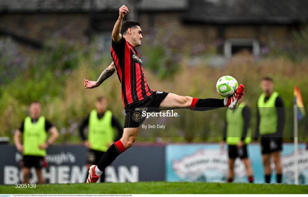 1 August 2025; Dawson Devoy of Bohemians during the SSE Airtricity Men's Premier Division match between Bohemians and Drogheda United at Dalymount Park in Dublin. Photo by Seb Daly/Sportsfile