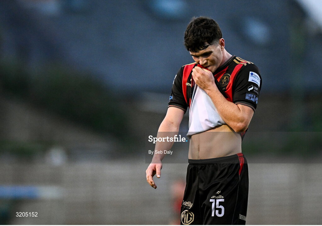 1 August 2025; James Clarke of Bohemians during the SSE Airtricity Men's Premier Division match between Bohemians and Drogheda United at Dalymount Park in Dublin. Photo by Seb Daly/Sportsfile