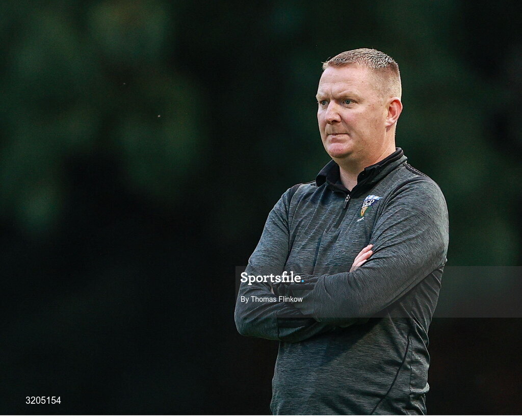 1 August 2025; UCD manager William O'Connor during the SSE Airtricity Men's First Division match between UCD and Dundalk at UCD Bowl in Belfield, Dublin. Photo by Thomas Flinkow/Sportsfile