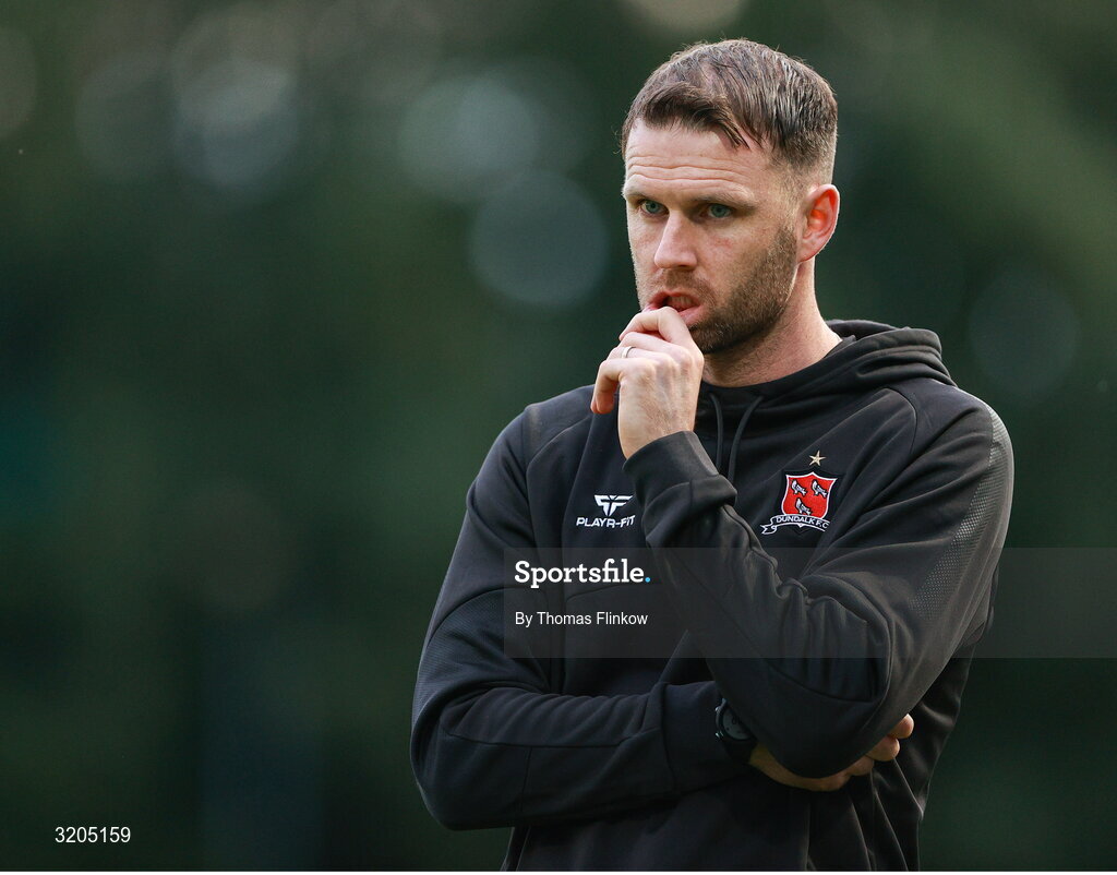 1 August 2025; Dundalk manager Ciarán Kilduff during the SSE Airtricity Men's First Division match between UCD and Dundalk at UCD Bowl in Belfield, Dublin. Photo by Thomas Flinkow/Sportsfile