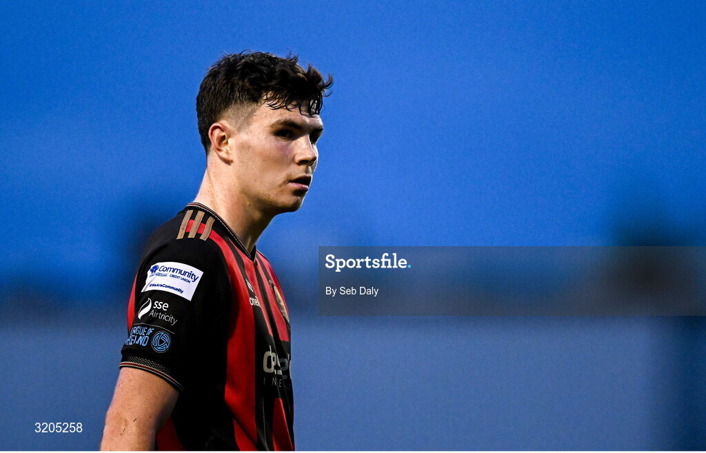 1 August 2025; James Clarke of Bohemians during the SSE Airtricity Men's Premier Division match between Bohemians and Drogheda United at Dalymount Park in Dublin. Photo by Seb Daly/Sportsfile