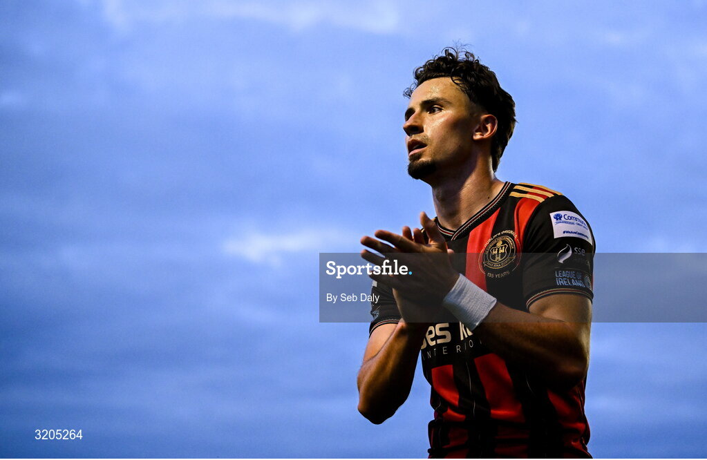 1 August 2025; Connor Parsons of Bohemians during the SSE Airtricity Men's Premier Division match between Bohemians and Drogheda United at Dalymount Park in Dublin. Photo by Seb Daly/Sportsfile