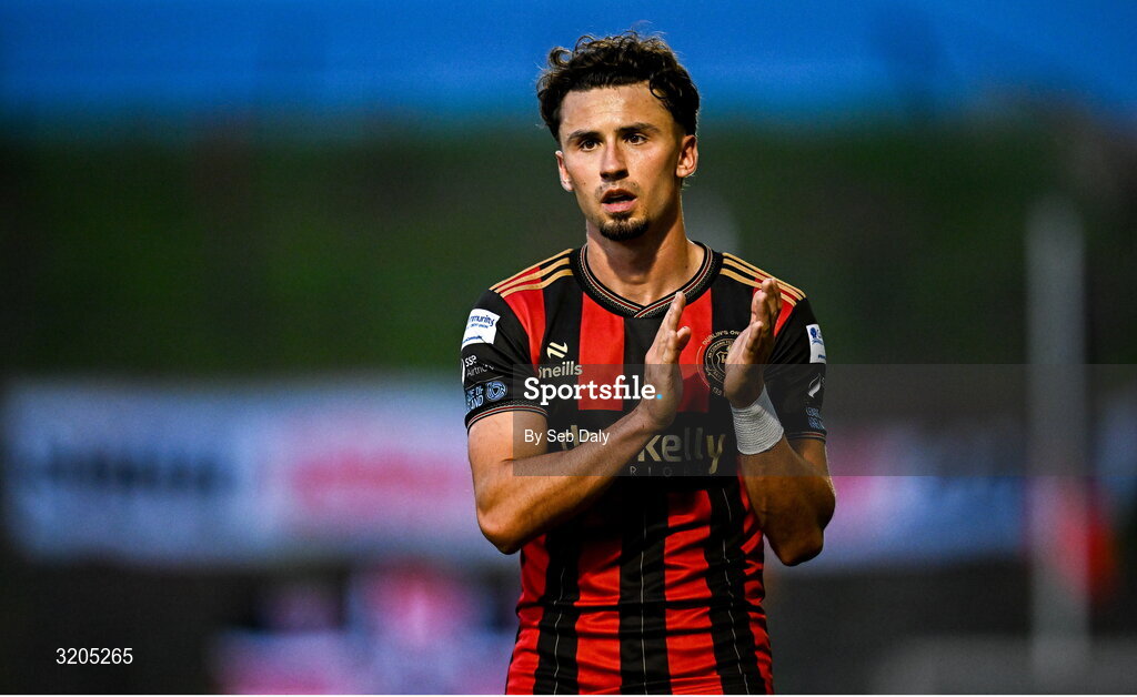 1 August 2025; Connor Parsons of Bohemians during the SSE Airtricity Men's Premier Division match between Bohemians and Drogheda United at Dalymount Park in Dublin. Photo by Seb Daly/Sportsfile