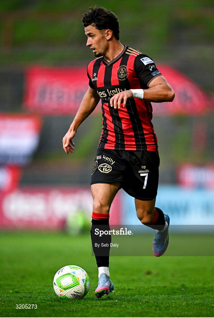 1 August 2025; Connor Parsons of Bohemians during the SSE Airtricity Men's Premier Division match between Bohemians and Drogheda United at Dalymount Park in Dublin. Photo by Seb Daly/Sportsfile