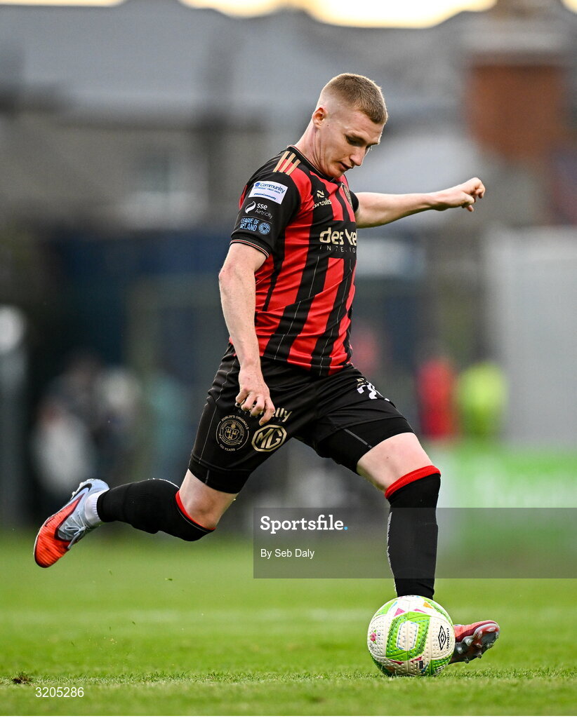 1 August 2025; Ross Tierney of Bohemians during the SSE Airtricity Men's Premier Division match between Bohemians and Drogheda United at Dalymount Park in Dublin. Photo by Seb Daly/Sportsfile