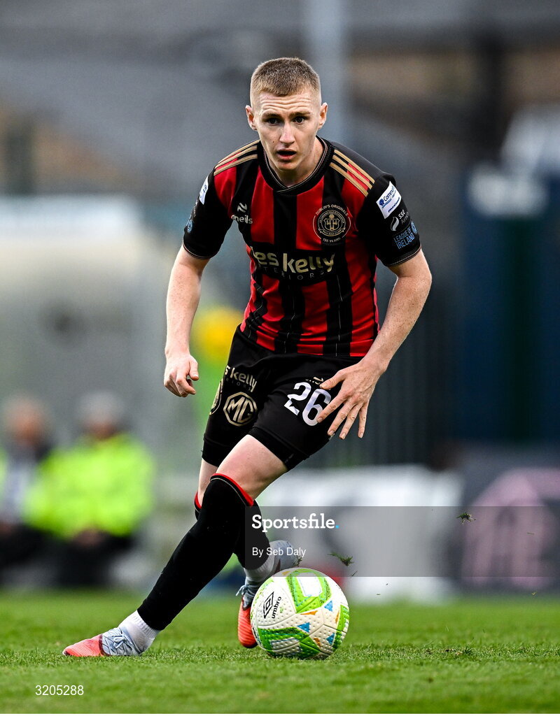 1 August 2025; Ross Tierney of Bohemians during the SSE Airtricity Men's Premier Division match between Bohemians and Drogheda United at Dalymount Park in Dublin. Photo by Seb Daly/Sportsfile