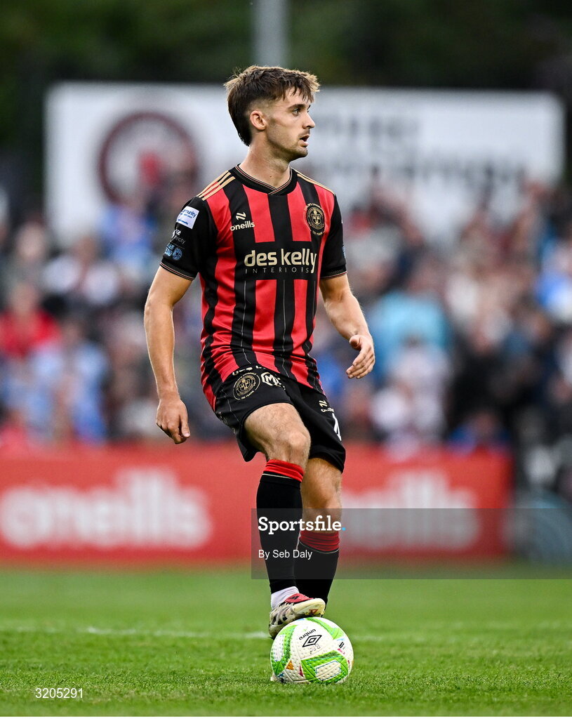1 August 2025; Niall Morahan of Bohemians during the SSE Airtricity Men's Premier Division match between Bohemians and Drogheda United at Dalymount Park in Dublin. Photo by Seb Daly/Sportsfile