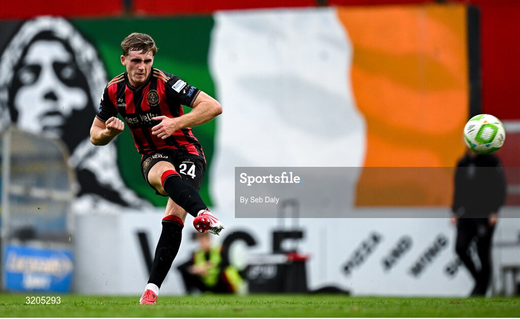 1 August 2025; Cian Byrne of Bohemians during the SSE Airtricity Men's Premier Division match between Bohemians and Drogheda United at Dalymount Park in Dublin. Photo by Seb Daly/Sportsfile