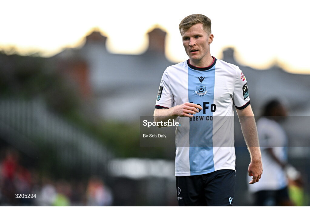 1 August 2025; Conor Kane of Drogheda United  during the SSE Airtricity Men's Premier Division match between Bohemians and Drogheda United at Dalymount Park in Dublin. Photo by Seb Daly/Sportsfile